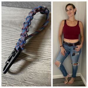 Paracord Keychain Belt Clip Veteran Made NEW Red Blue Silver Black
